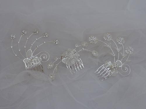 3 silver diamante hair combes