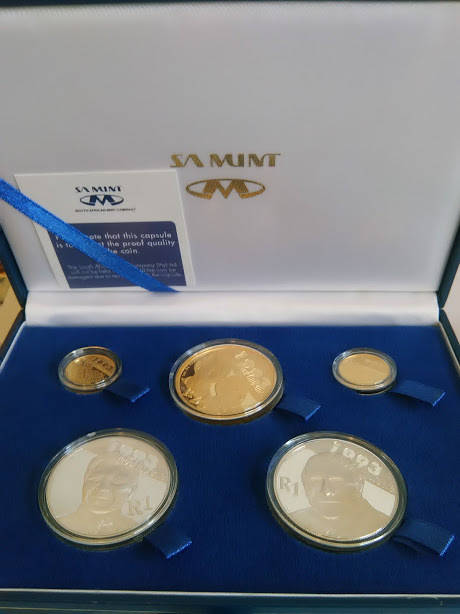 2007 Protea Proof FW de Klerk and NR Mandela 5 Coins