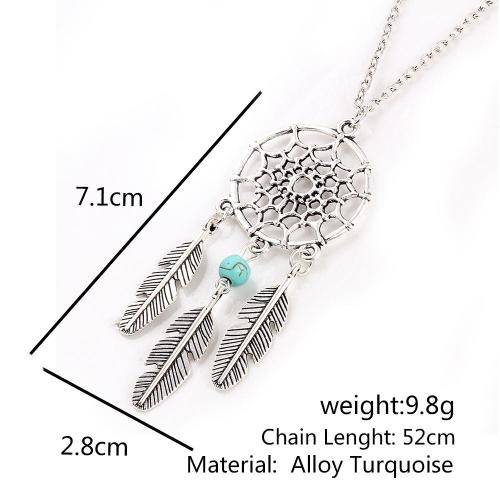 Vintage Dream Catcher Leaves Pendant Necklace