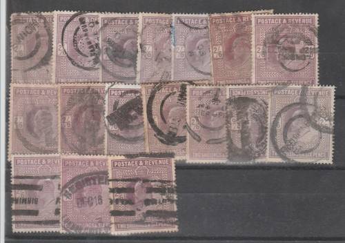 Great Britain, Edward VII 2/6d x 17 Copies Space Fillers
