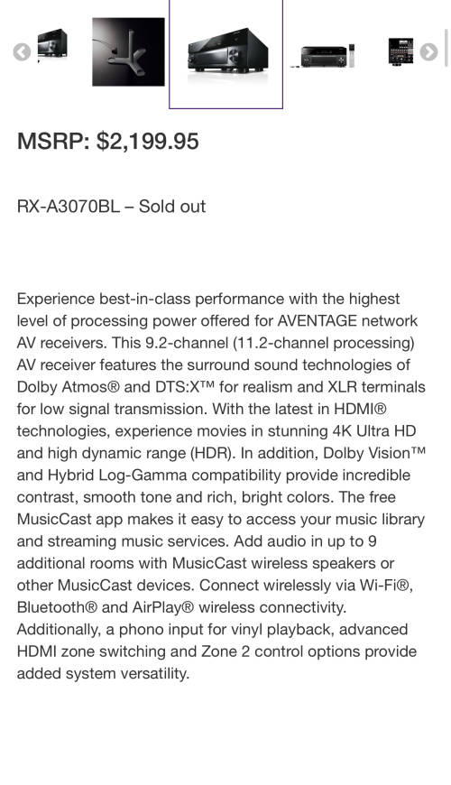 Yamaha Aventage 3070 (accessories included)