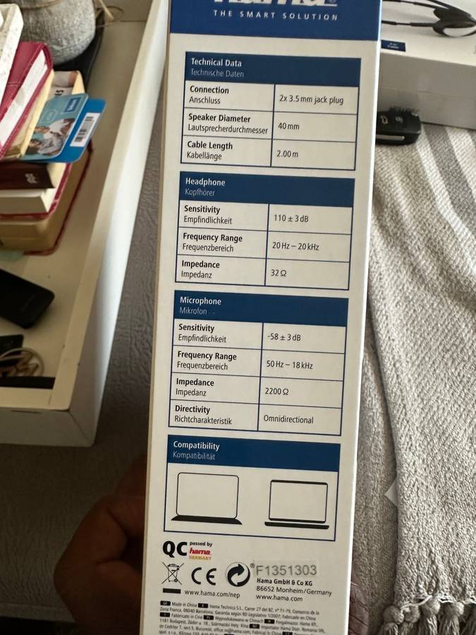 Hama PC Office-Headset HS-P100 (brand New)