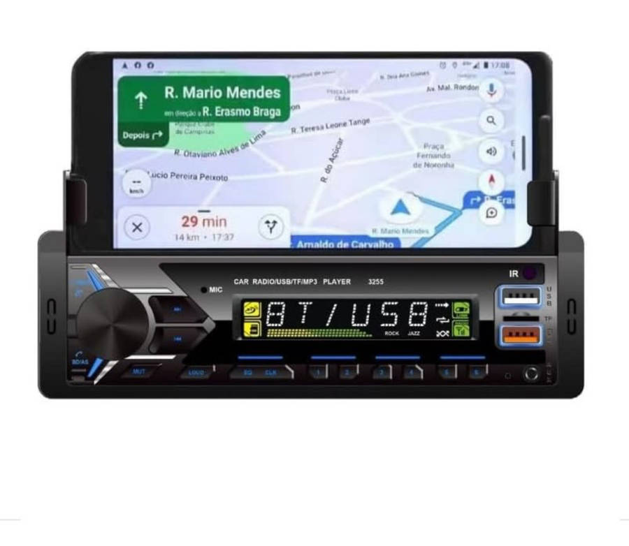 Yakoc 60w Mp3 Car Audio Bluetooth,USB with in-Built Smartphone Holder