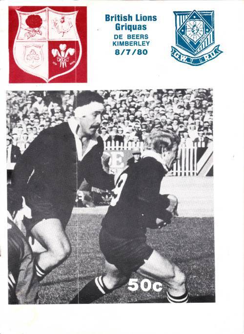 1980 BRITISH LIONS V GRIQUAS RUGBY PROGRAMME
