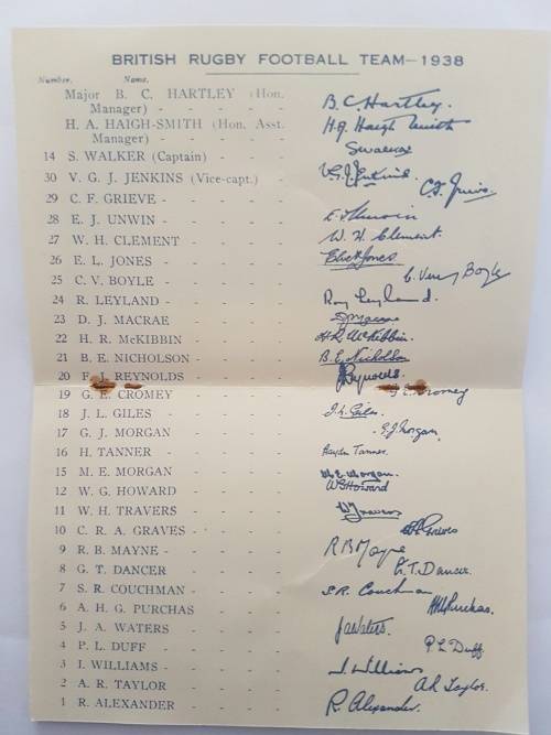 1938 BRITISH LIONS RUGBY TOUR OF SOUTH AFRICA SOUVENIR BOOKLET