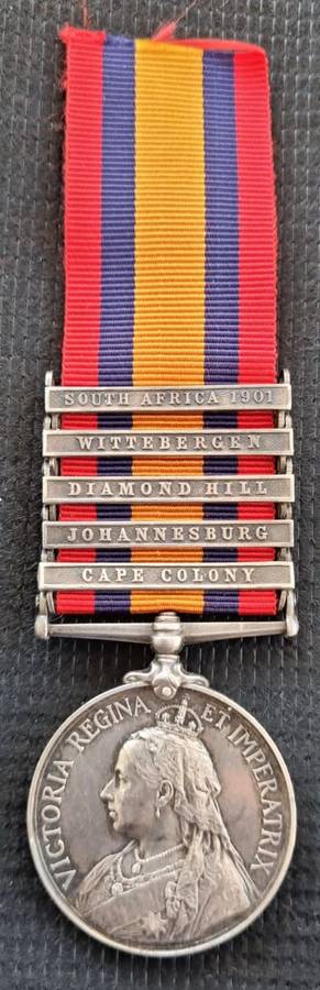 QUEENS SOUTH AFRICA MEDAL - TRANSPORT CPL - ROBERTS HORSE - DIAMOND HILL - WITTERBERGEN