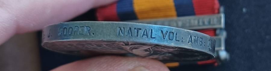 QUEENS SOUTH AFRICA MEDAL - NATAL VOLUNTEERS AMBULANCE CORPS