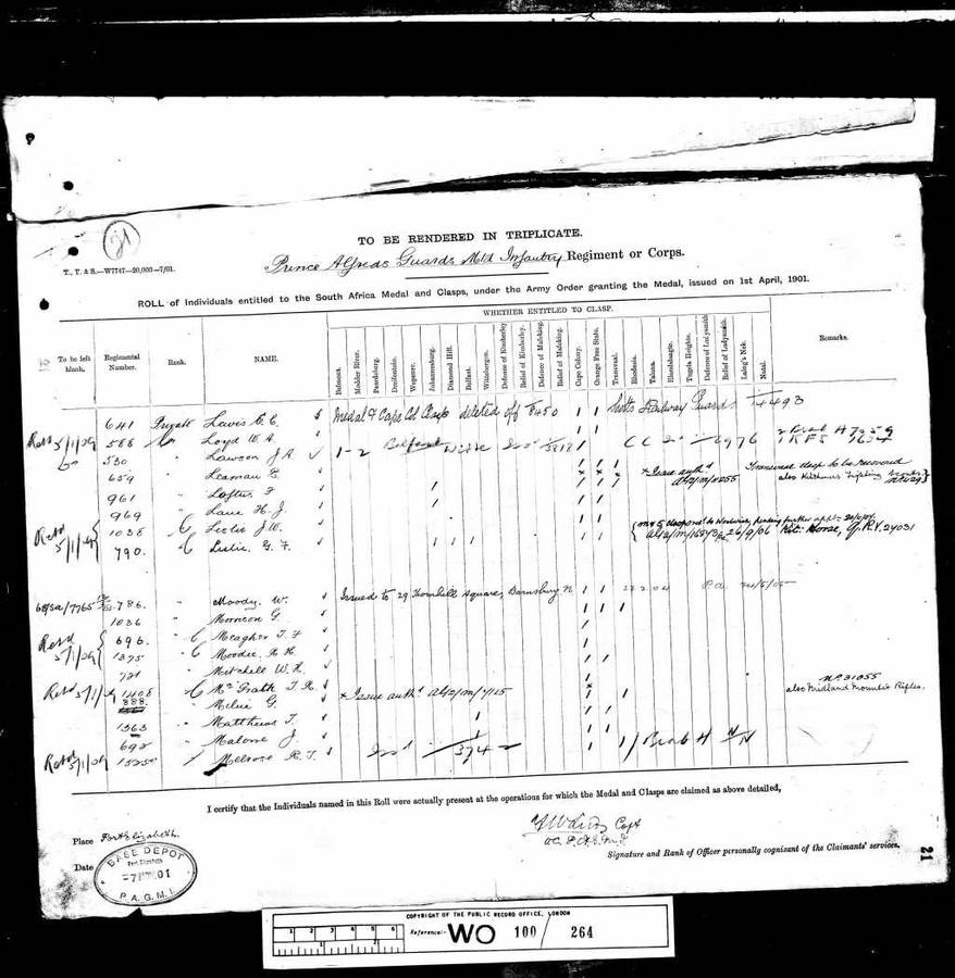 QUEENS SOUTH AFRICA MEDAL - PRINCE ALFREDS VOL GUARDS