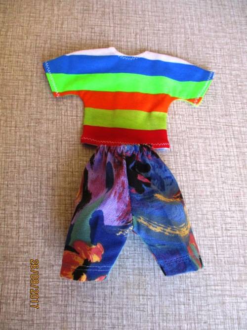 Ken - Barbie - beach SHORTS with bright striped T-SHIRT.