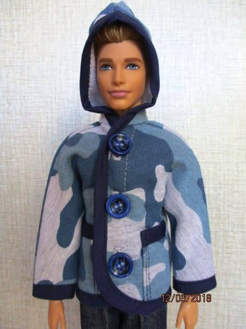 Ken - Barbie - doll's camouflage hoodie - blue