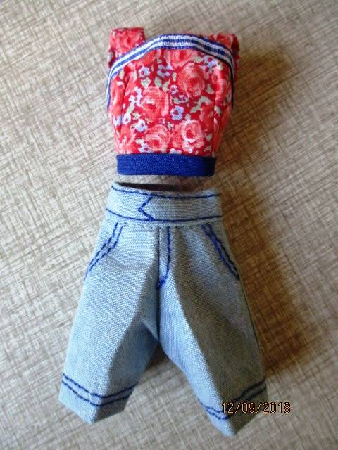 Barbie doll's fitted shorts and strap top - red