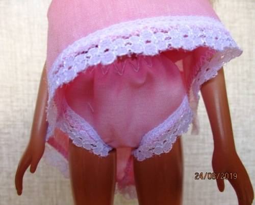 Barbie doll's sleeping bag and nightie set - yellow butterfly +pink