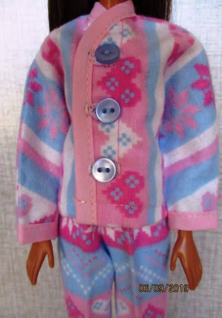 Barbie doll's winter PYJAMAS - pink and blue  snowflake print