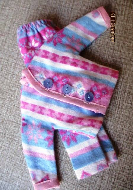 Barbie doll's winter PYJAMAS - pink and blue  snowflake print