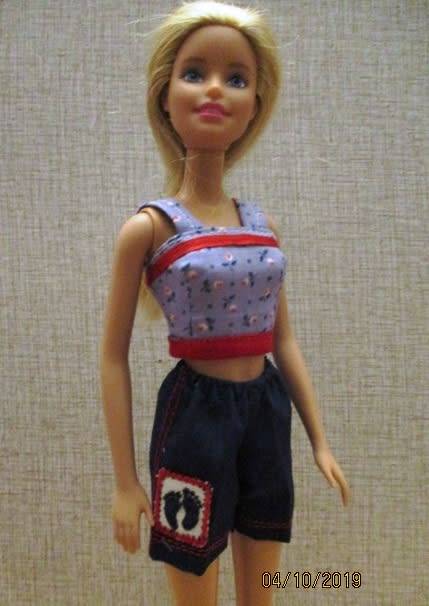 Barbie doll's shorts and strap top - navy and blue
