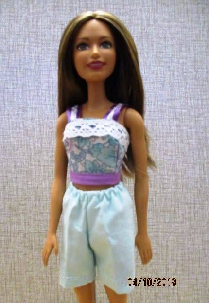 Barbie doll's mix and match set - purple/green