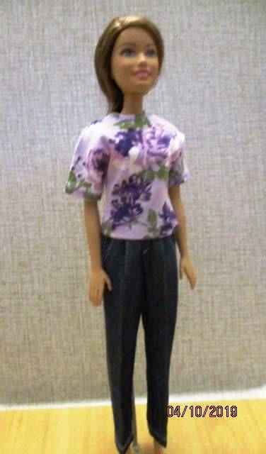 Barbie doll's mix and match set - purple/green