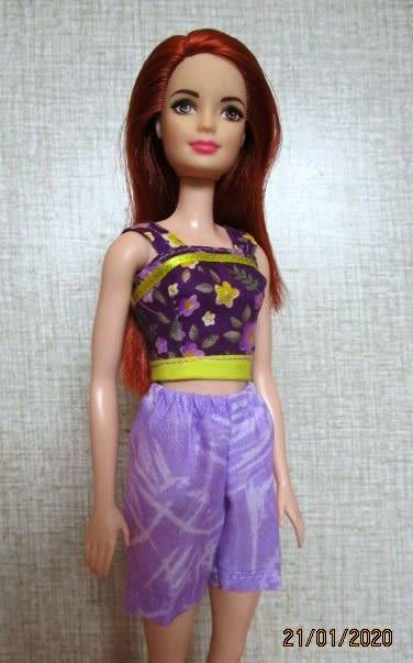 Barbie doll's shorts and top - purple special