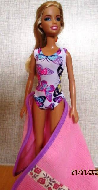 Barbie doll's bathing costume and towel - butterflies