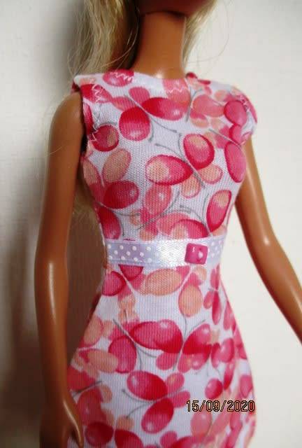 Barbie doll's dress - pink butterfly print