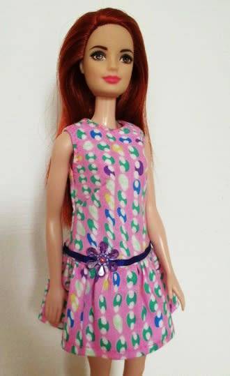 Barbie doll`s dropped waist dress - pink balls
