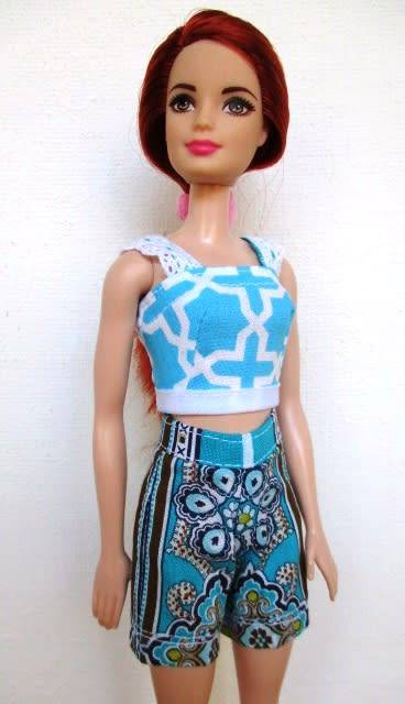 Barbie doll`s shorts and strap top - turquoise