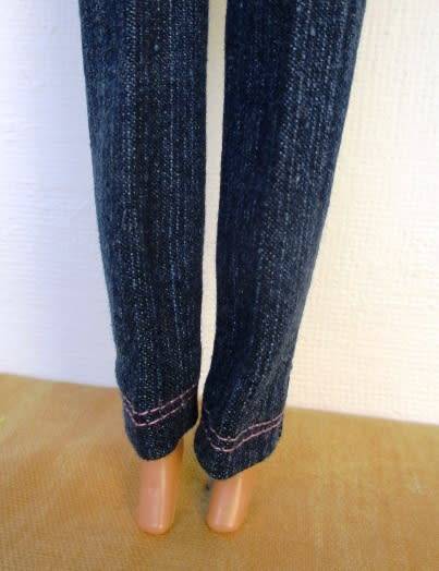 Barbie doll`s denim pants plus t-shirt - purple flower