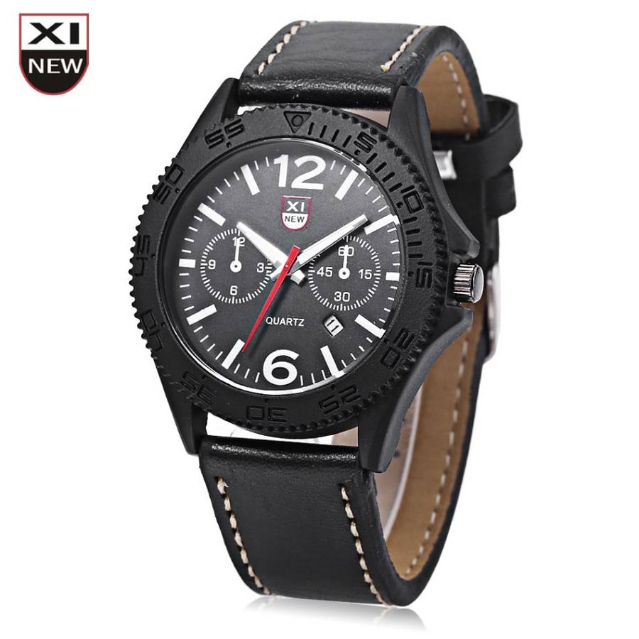 Xinew 2168 Male Quartz Watch Date Display Luminous Pointer Decorative Sub-dial Wristwatch