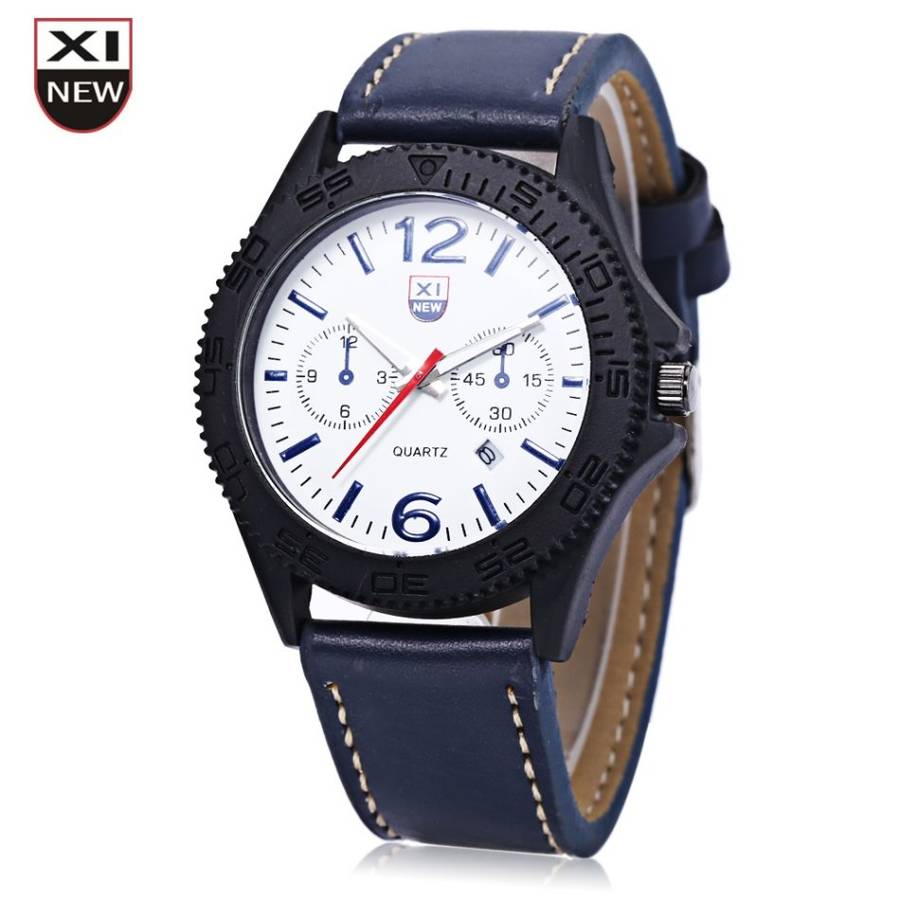 Xinew 2168 Male Quartz Watch Date Display Luminous Pointer Decorative Sub-dial Wristwatch