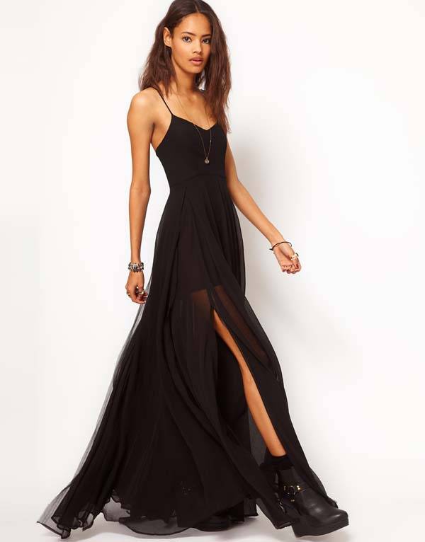 Sexy Womens Long Skirt one-piece Dress black