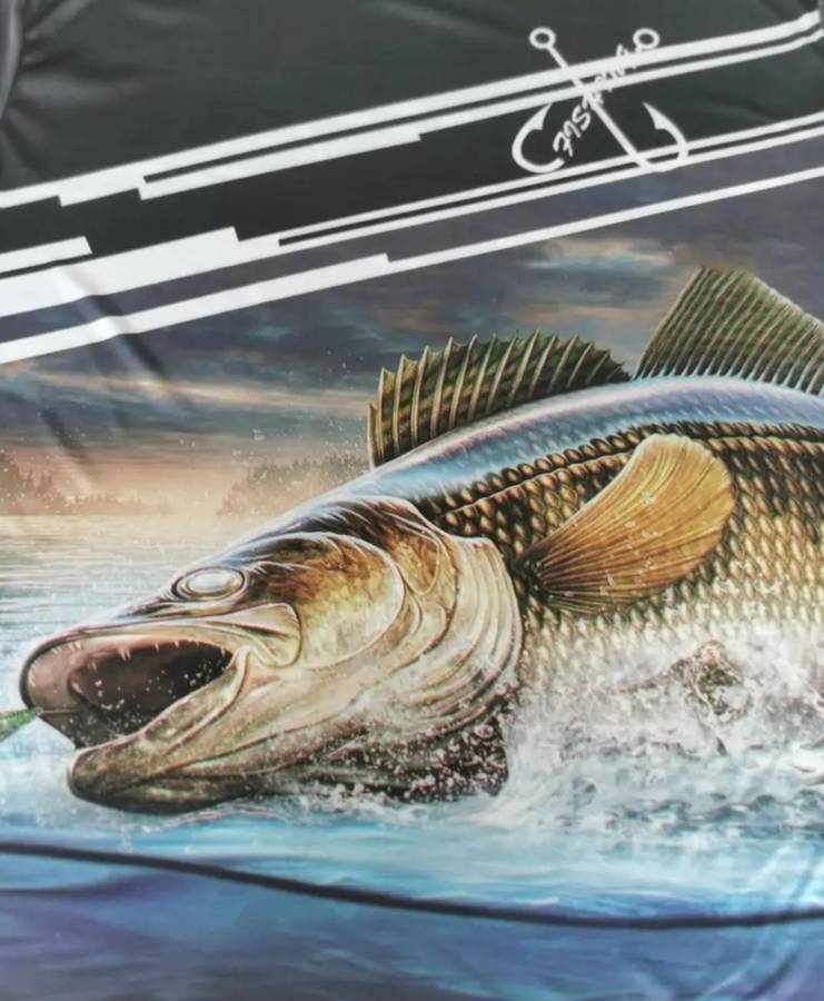 3D Fishing Print, Men`s Mid Stretch Breathable T-shirt For Outdoor Summer. Size L (40)