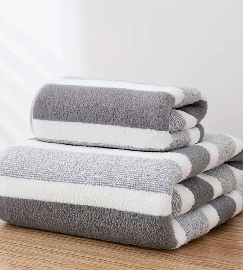 Striped Towel Set - Ultra-Fast Quick-Dry, Super Absorbent, Plush, and Durable