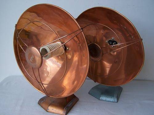 pair GEC heaters - copper reflector bowls !!!