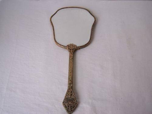 brass hand mirror ... bevelled !!!