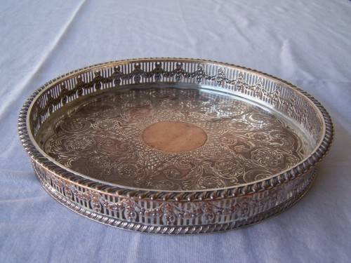 plated tray ...  a round, heavy one !!!