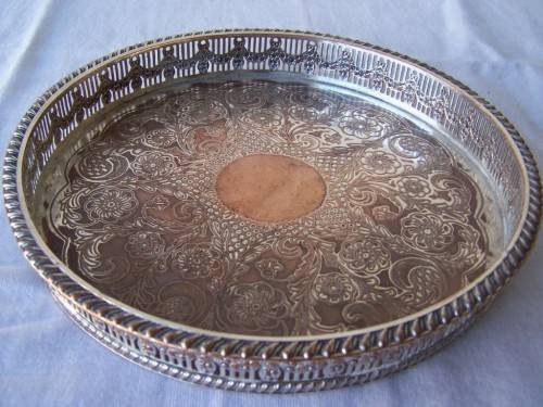 plated tray ...  a round, heavy one !!!