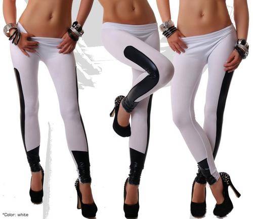 Leather affect inserted leggings    ONE SIZE