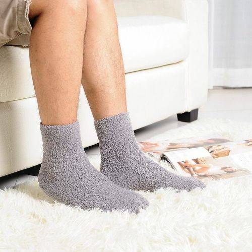 Fluffy Soft Microfiber Sleeping Socks - Grey
