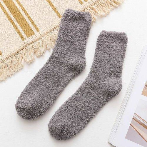 Fluffy Soft Microfiber Sleeping Socks - Grey