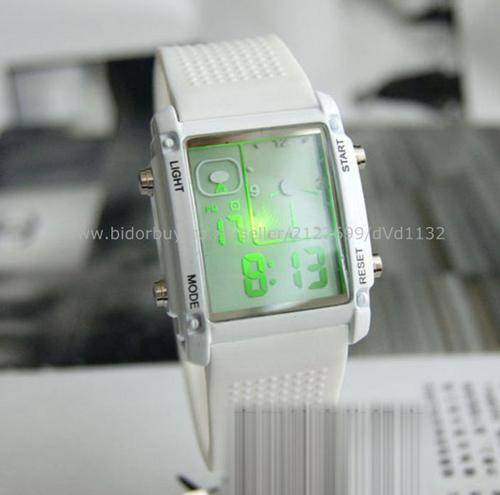 Multi-function LED Digital Watch (White Silica Gel Band)