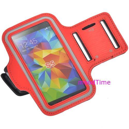 Adjustable Sports Armband for Samsung Galaxy S5 - Red