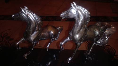 spelter horse pair
