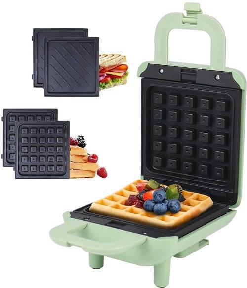 Mini Waffle Maker, Waffle Iron with Removable Plates
