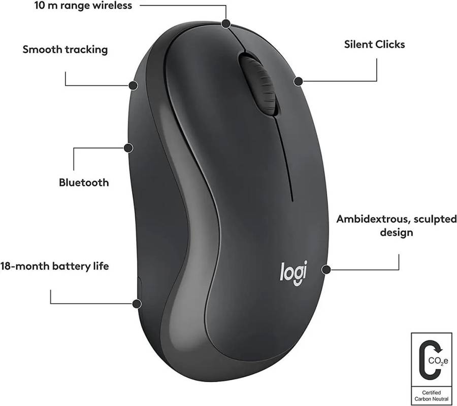 Logitech M240 Silent Bluetooth Mouse - Graphite