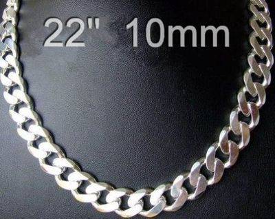 925 STERLING SILVER ELECTRO PLATED 10 mm MENS CHAIN
