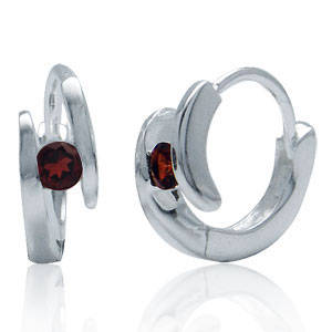 Natural Garnet IN SOLID 925 Sterling Silver Baby Huggie Earrings