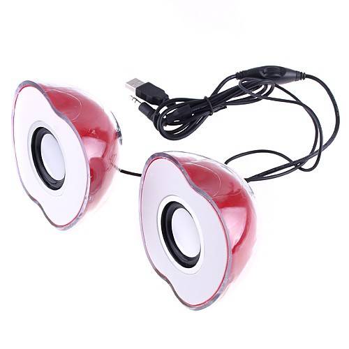 RED APPLE SHAPED 2-CH MINI SPEAKERS for Laptop/ MP3