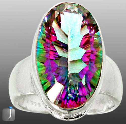 GENUINE RAINBOX TOPAZ IN SOLID 925 STERLING SILVER RING; SIZE 7.5