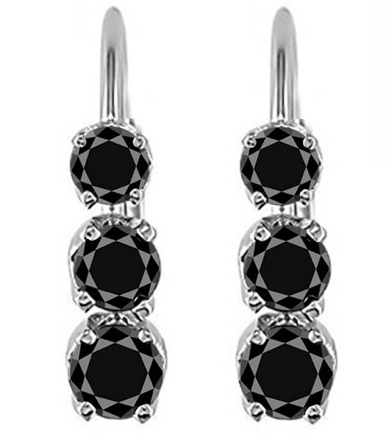6,25 ct BLACK MOISSANITE BLACK DIAMOND in SOLID 925 Sterling Silver STUD EARRINGS