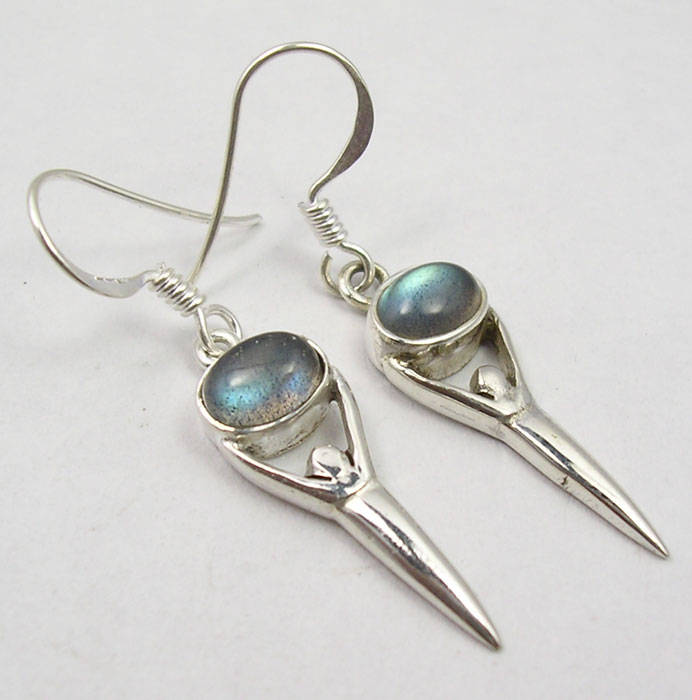 SOLID 925 STERLING Silver LABRADORITE GODDESS EARRINGS